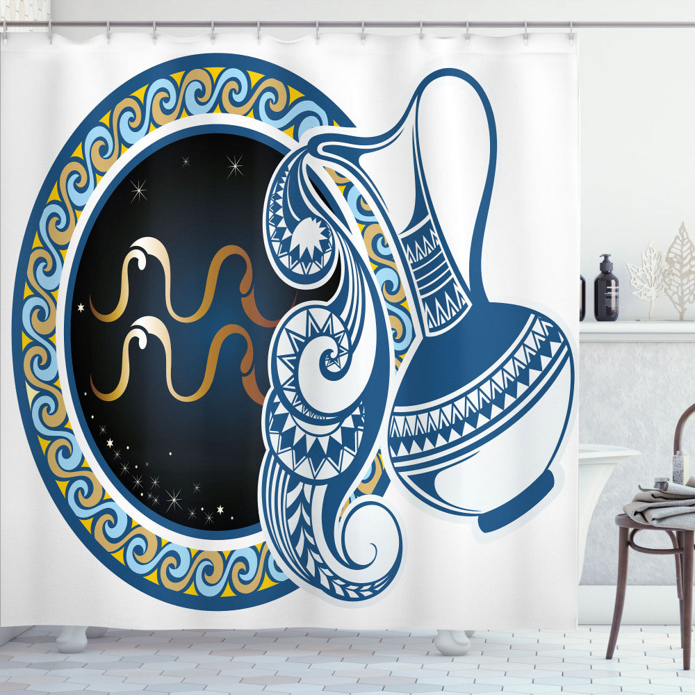 Zodiac-inspired Aquarius Multicolor Shower Curtain