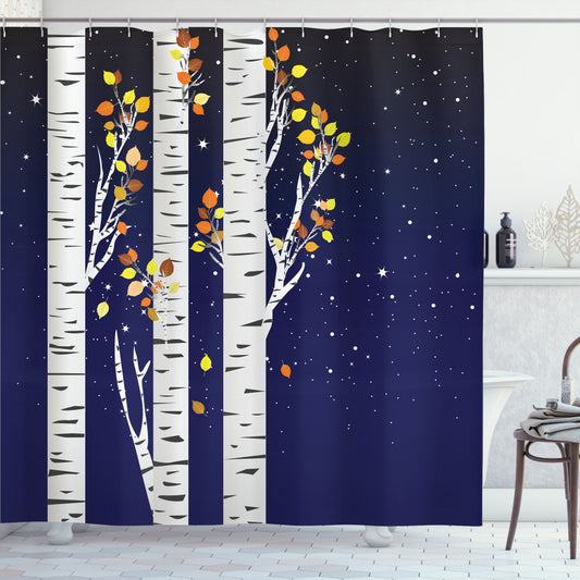 Autumn Birch Trees with Multicolor Foliage Shower Curtain