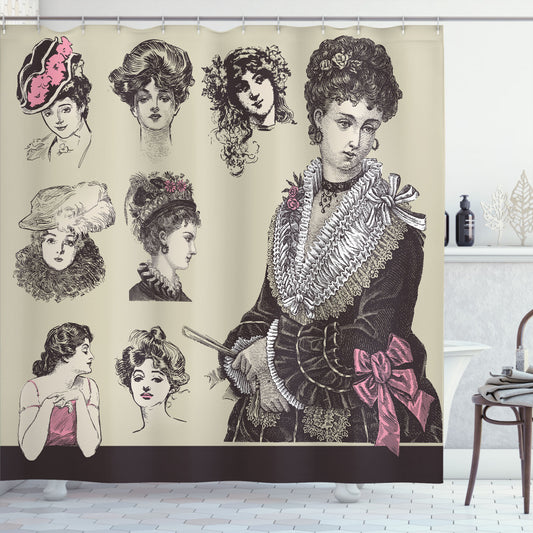 Vintage Multicolored Retro Lady Shower Curtain