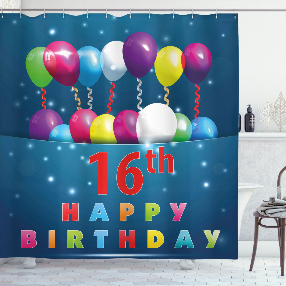 16th Birthday Party Multicolor Shower Curtain - the Ultimate Celebration Essential