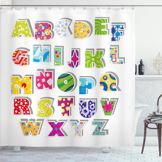 Colorful Alphabet Letter Design Multicolor Shower Curtain