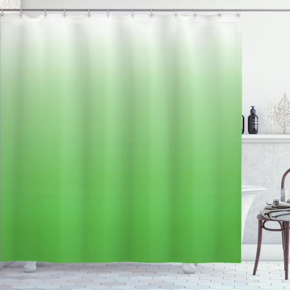 Vivid Grass Ombre Shower Curtain in White and Mint