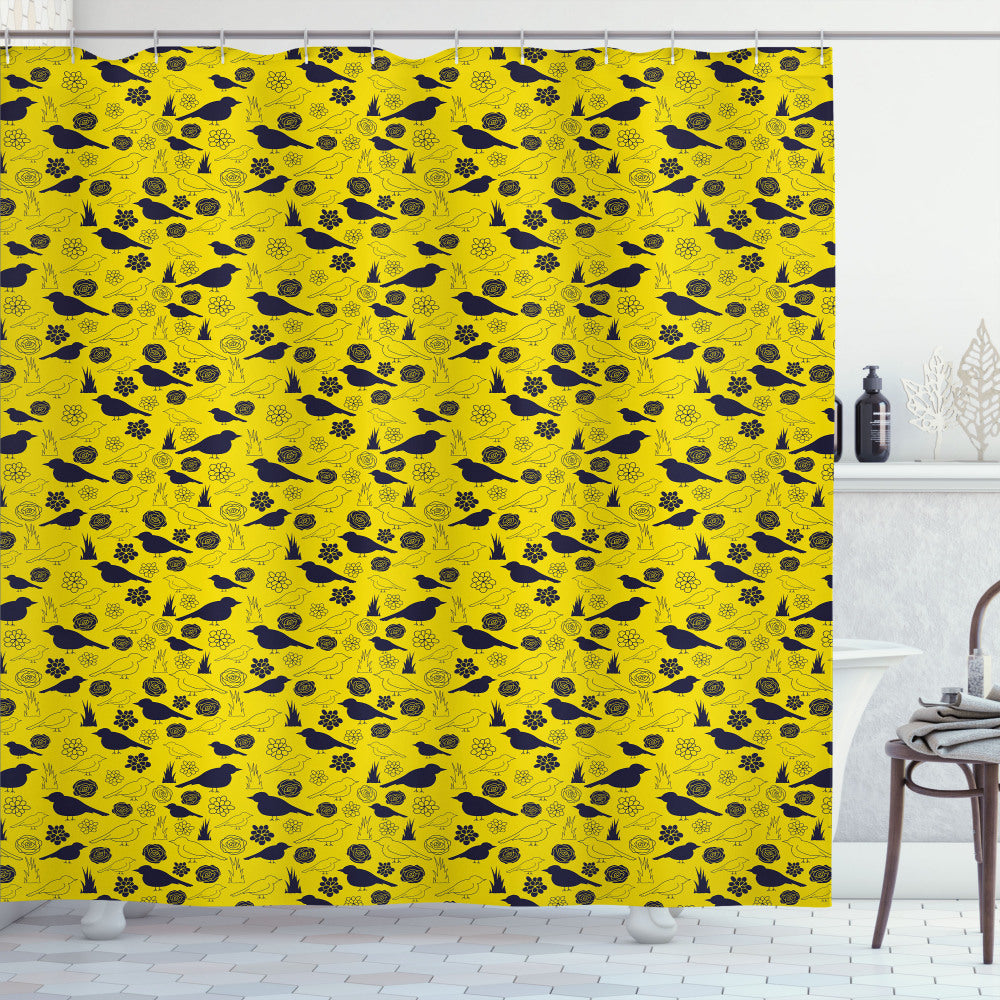 Yellow Bird and Indigo Petals: The Perfect Combination for your Bathroom with our Shower Curtains