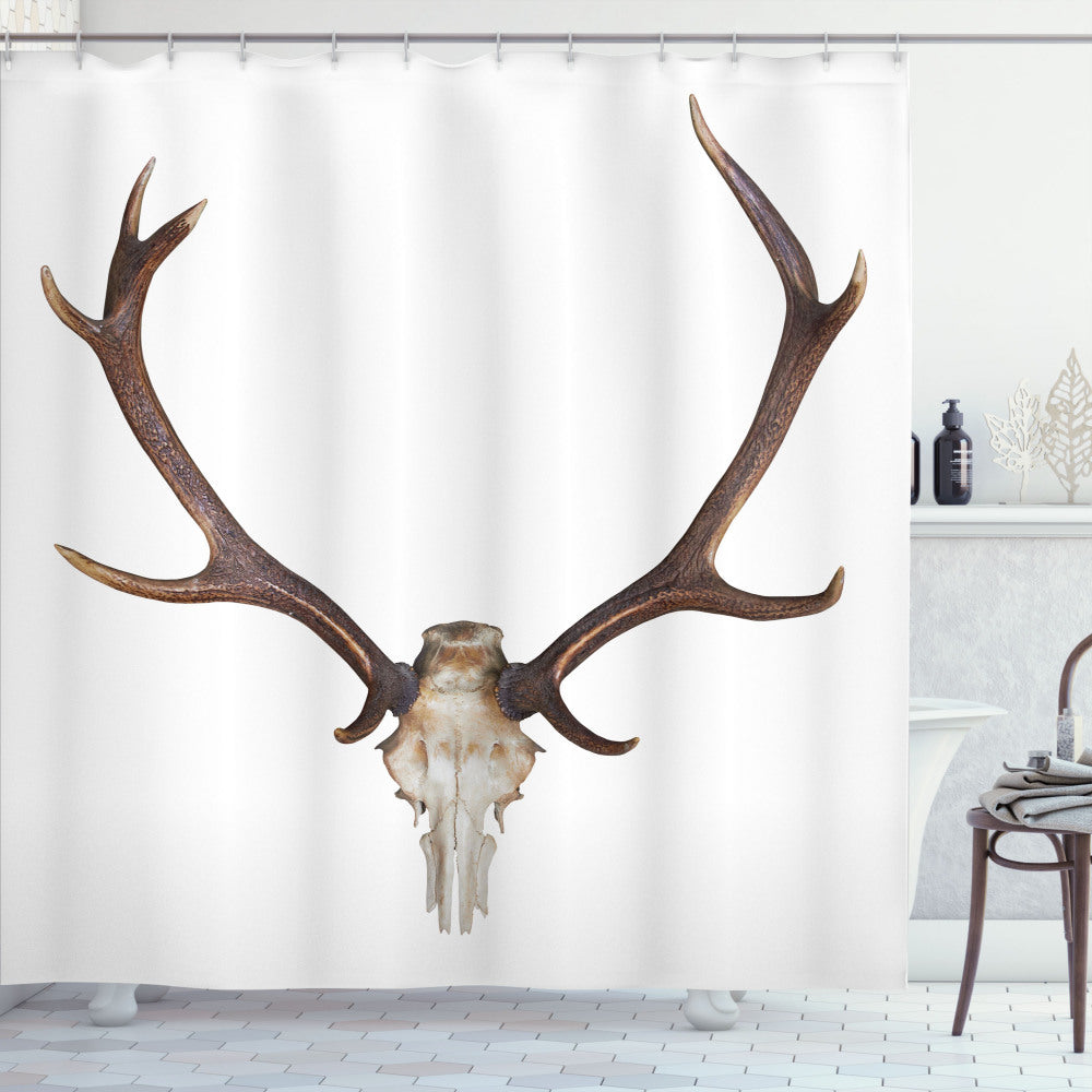 Antler Skeleton Hunter: Beige and Brown Antler Design Shower Curtain