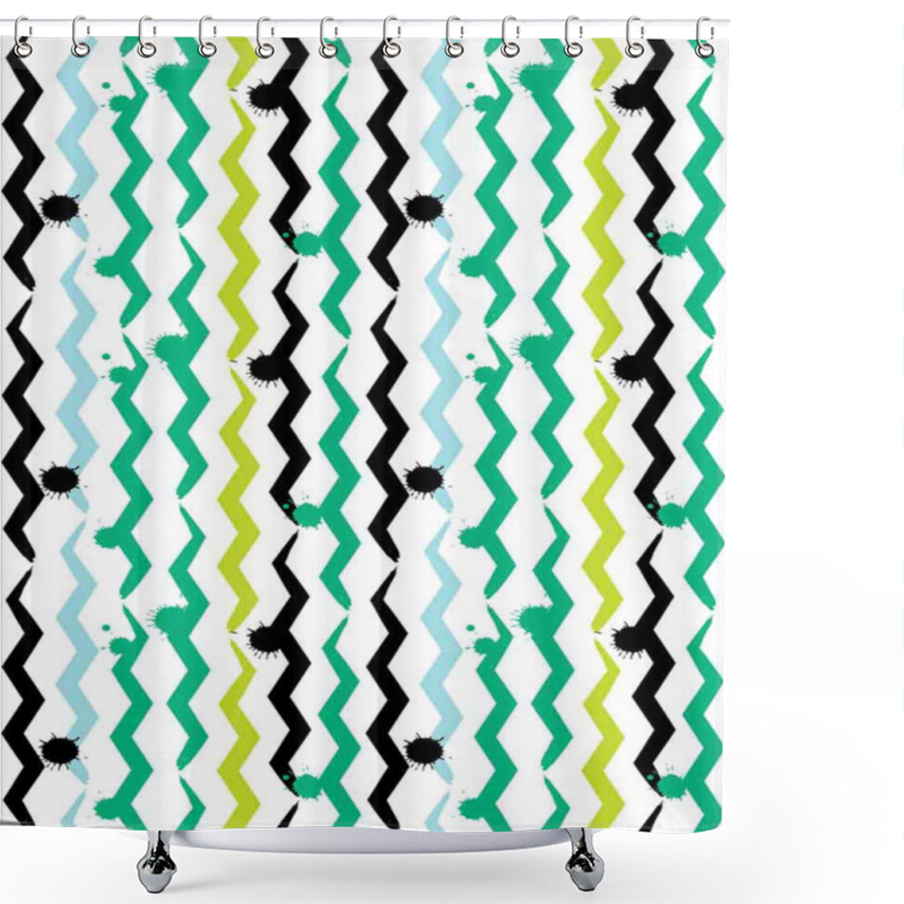 Abstract Paint Splashes Chevron Design Multicolor Shower Curtain