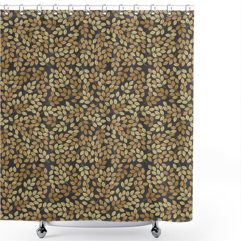 Autumn Leaves Bath Curtain in Pale Caramel and Dark Taupe: Embracing the Melancholy of Fall Foliage