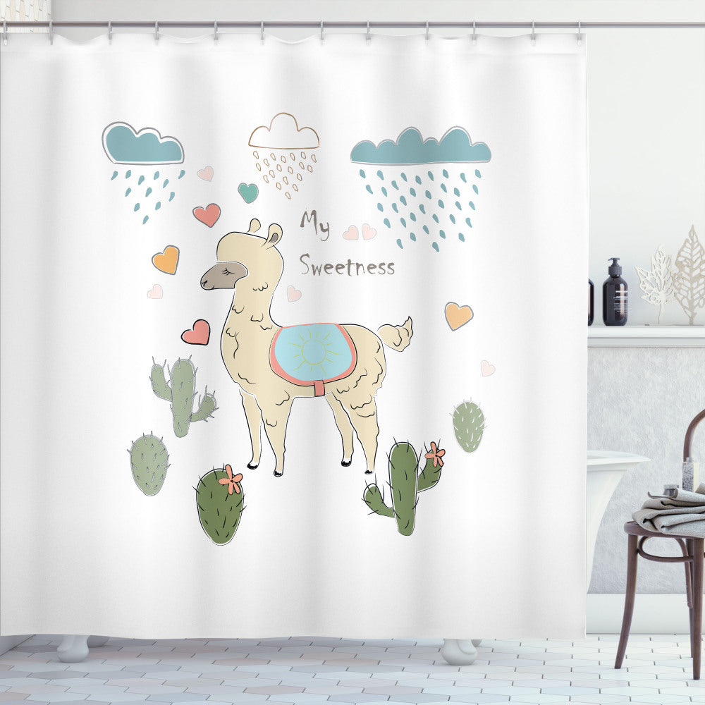 Abstract Animal-inspired Llama Multicolor Shower Curtain Design