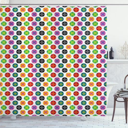 Colorful and Multicolor Vibrant Abstract Flora Design Shower Curtain