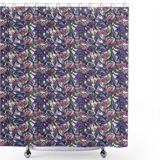 Vintage Narcissus Iris Bloom Multicolor Shower Curtain