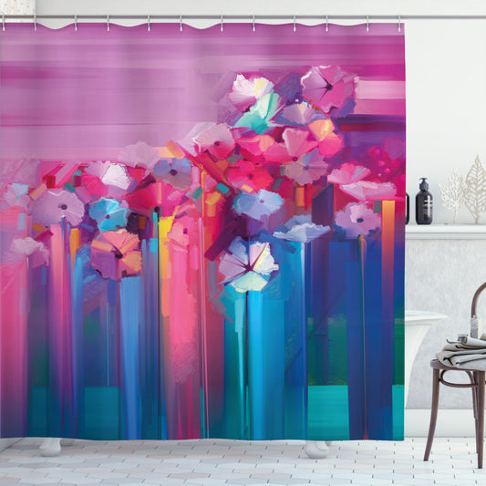 Vibrant Gerber Daisy and Fuchsia Multicolor Shower Curtain