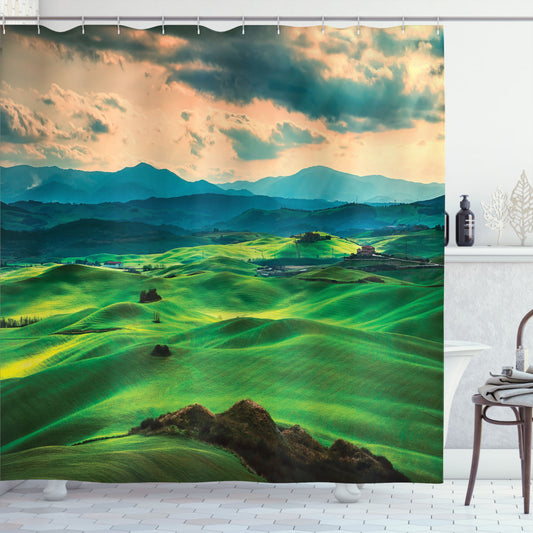 Tuscany Rolling Hills Seafoam Green Shower Curtain - Elevate Your Bathroom Décor