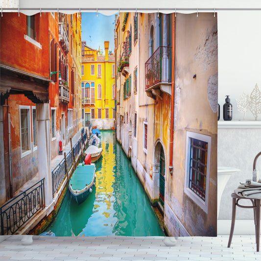 Venice Multicolor Canal Gondolas Shower Curtain - A Vibrant Addition to Your Bathroom