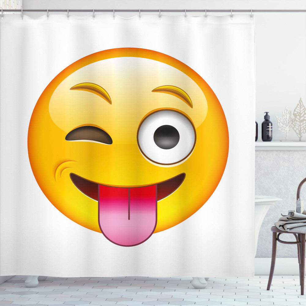 Cartoon Yellow Emoji Romantic Smiley Shower Curtain