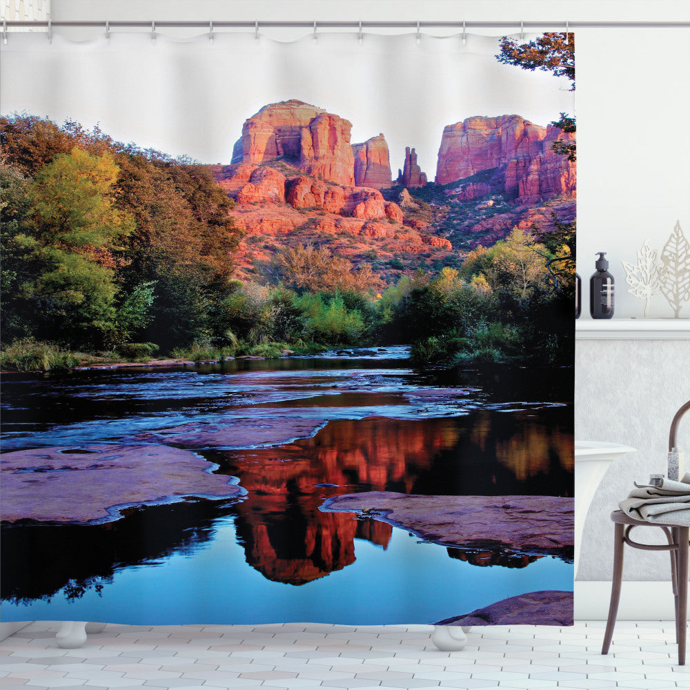 Arizona's Majestic Cliffs at Dawn: Multicolored Shower Curtain Photo