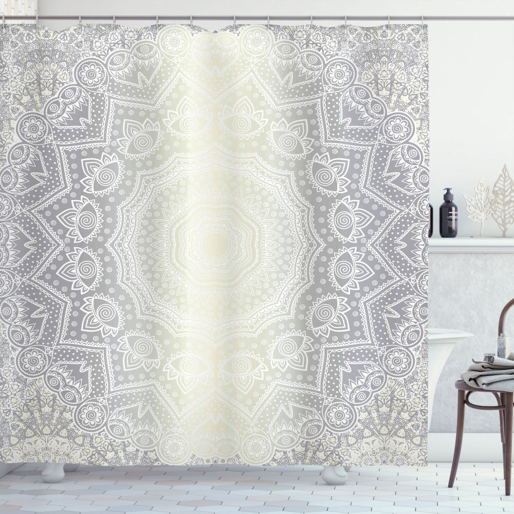 Beautiful Ombre Shower Curtain in Shades of Grey and White, Pale Grey, and Ivory