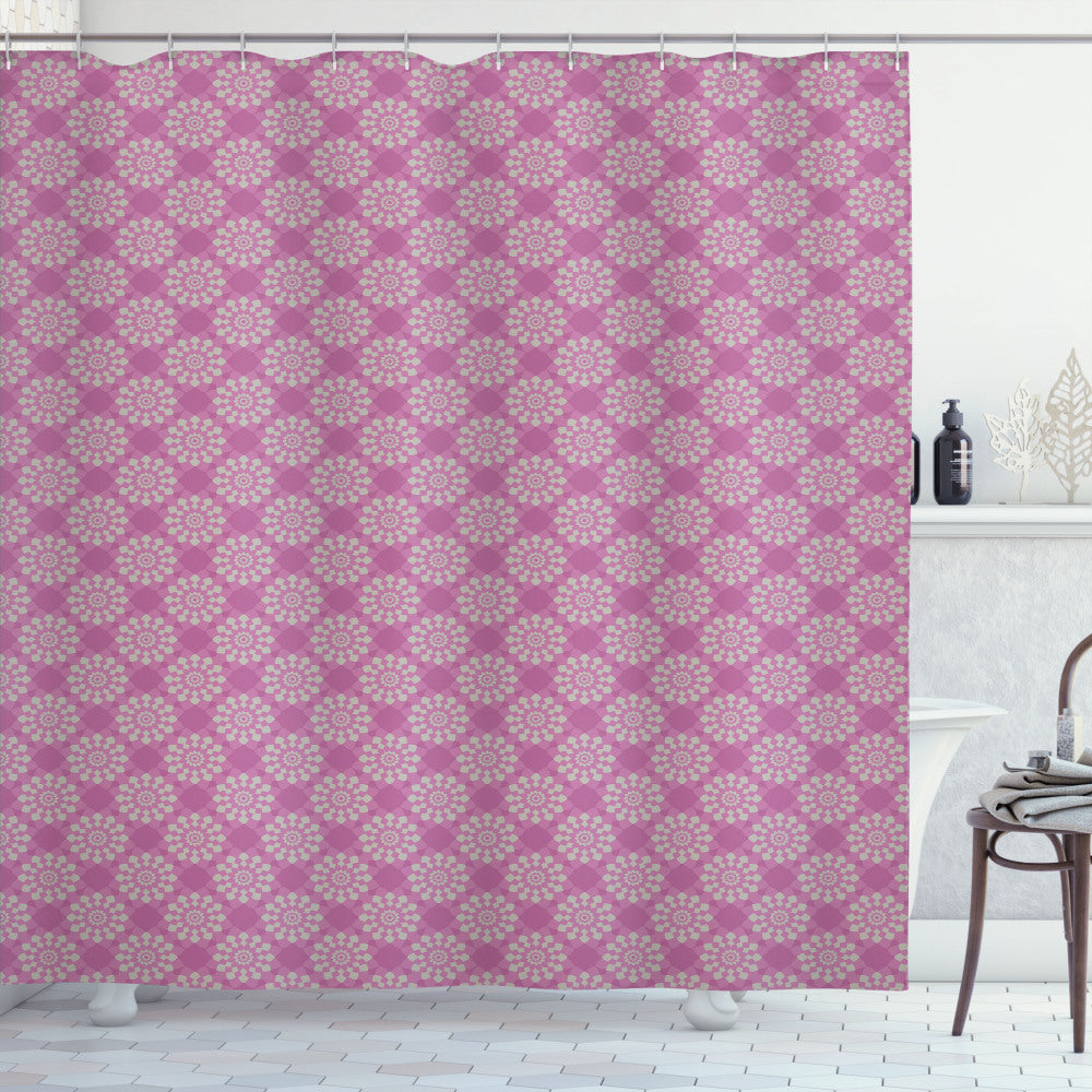 Abstract Circle Pattern in Pale Fuchsia Dusk Shower Curtain Design