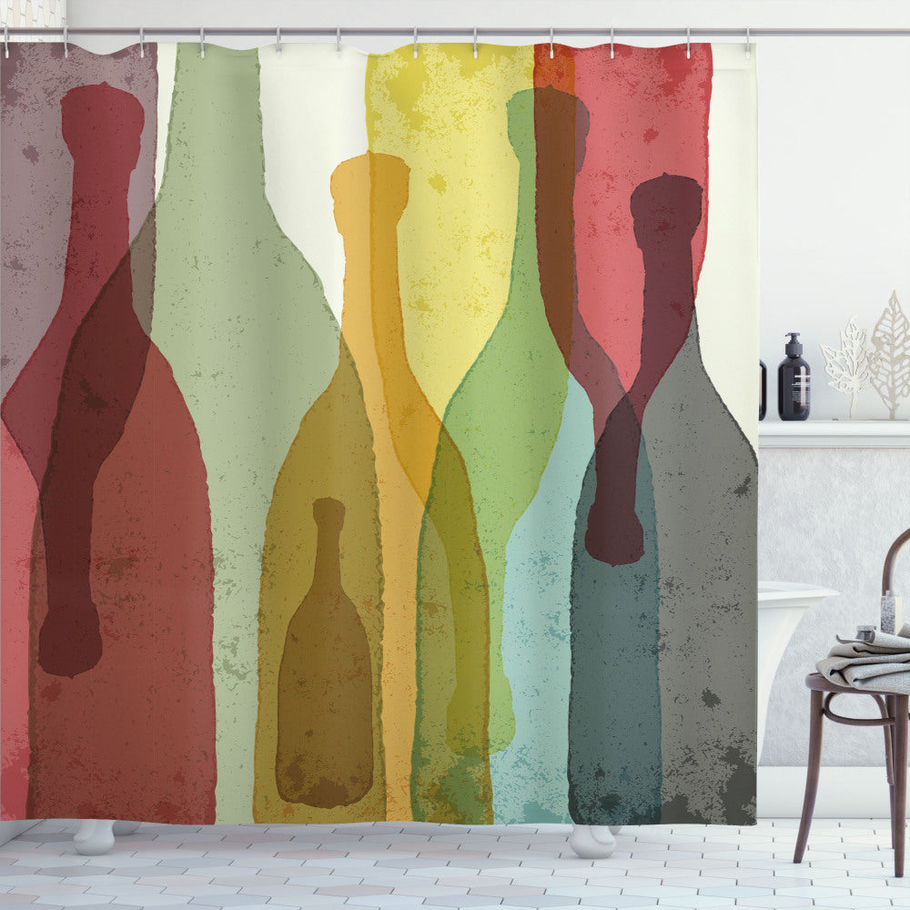 Vibrant Multicolored Wine Bottles - Abstract Shower Curtain