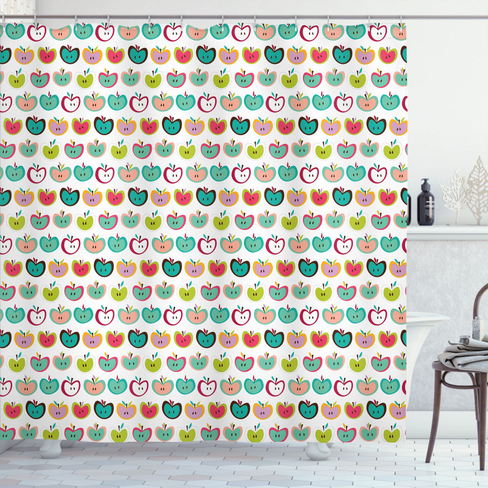 Apple Retro Fruit Kids Pattern Multicolor Shower Curtain