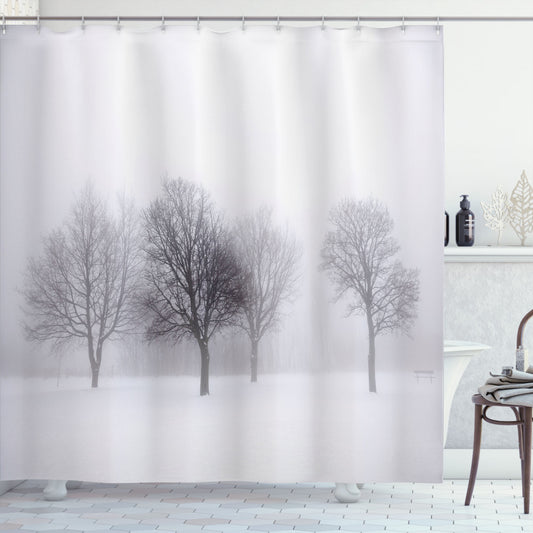 White and Grey Winter Wonderland Shower Curtain