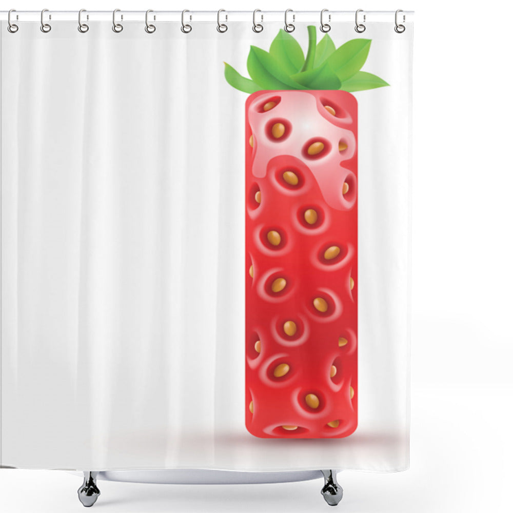 Vibrant Vermilion, Orange, and Green Strawberry Style Letter Bath Curtain