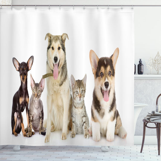 Capture Precious Moments with Your Furry Friends: Corgi, Pale Mustard, Seal Brown, and Taupe Pets in Photos on Shower Curtain