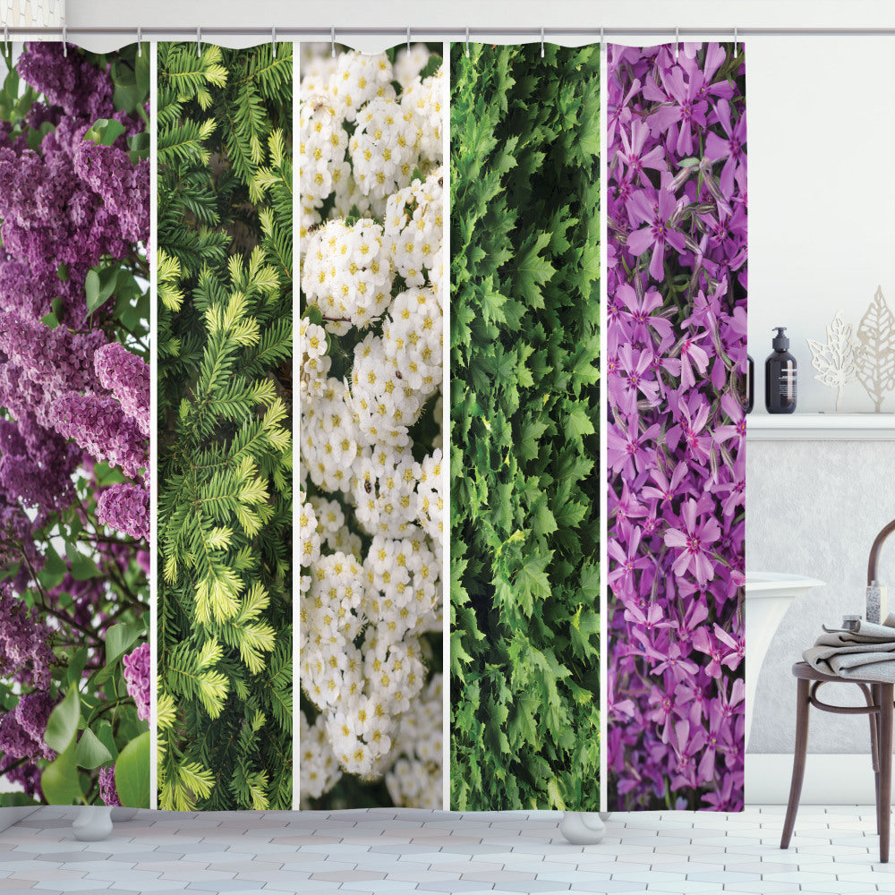 Blooming Bouquet Romance: Floral, Violet, and Green Shower Curtain