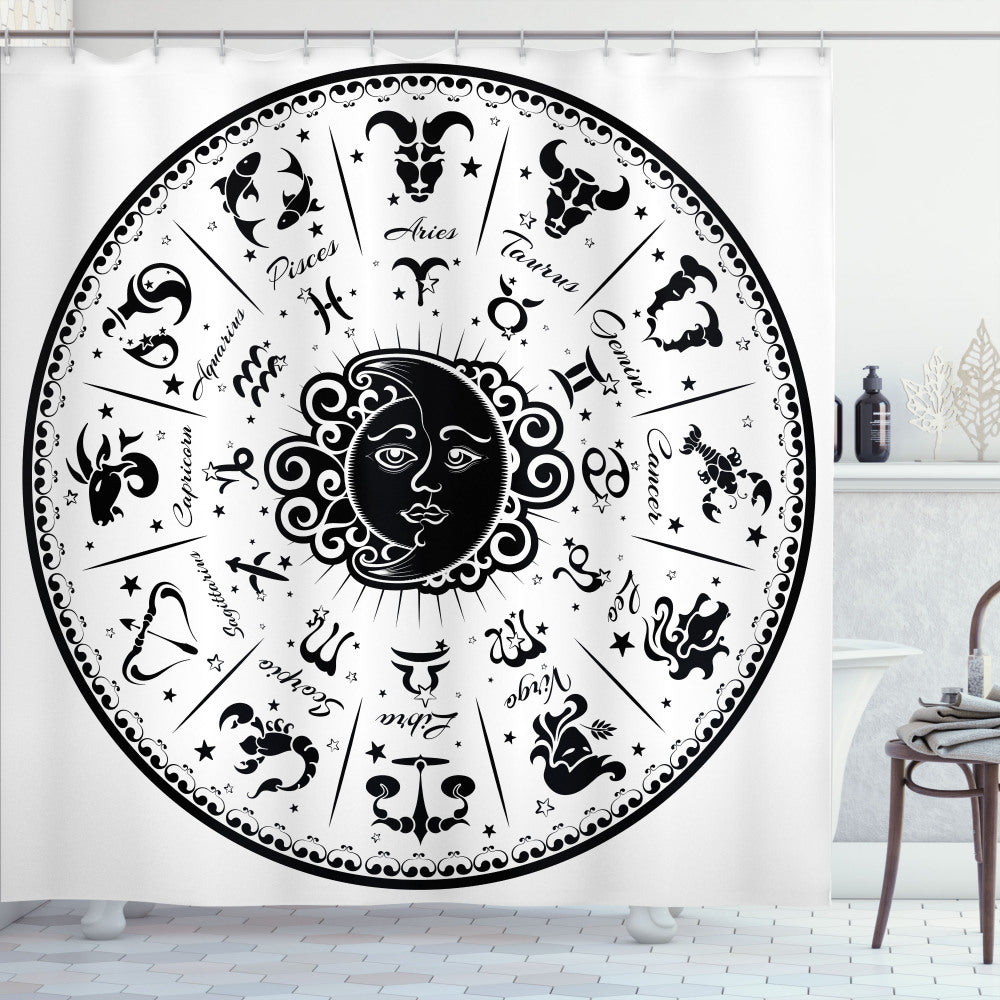 Chic Black and White Zodiac Shower Curtain