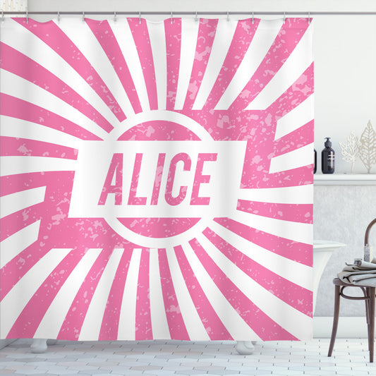 Chic Pink Color Grunge Inspired Alice Pale Pink and White Shower Curtain