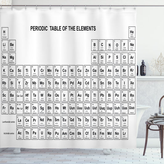 Chemistry Elements Infused: A Science-inspired Collection of White and Black Shower Curtains