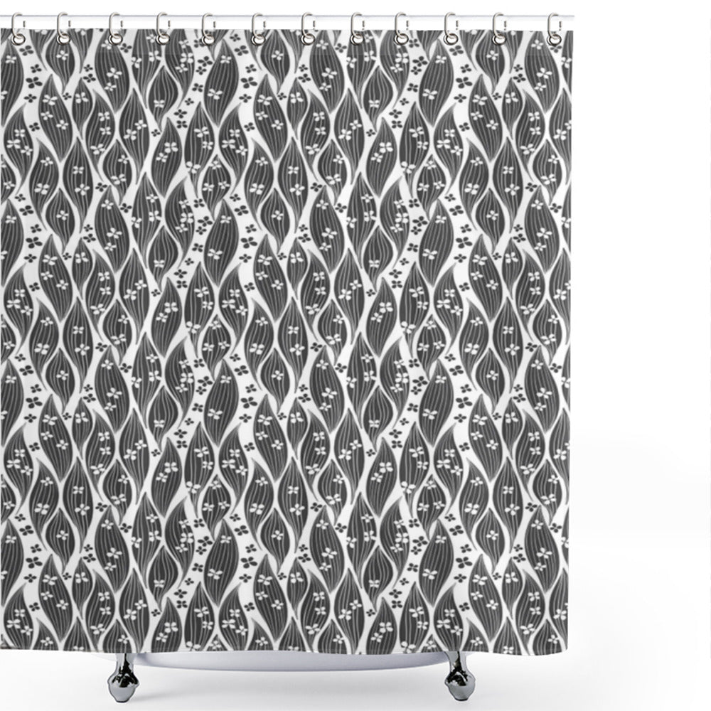 Abstract Grey and White Botanical Shower Curtain - Optimized Title