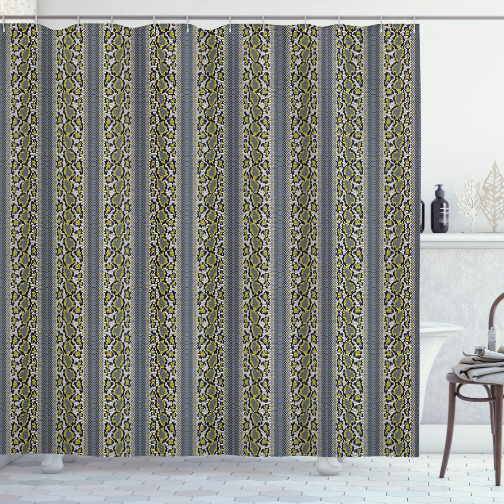 Vivid Contrast Art: Snakeskin Print in Purpleblue and Pale Earth Yellow - Shower Curtain