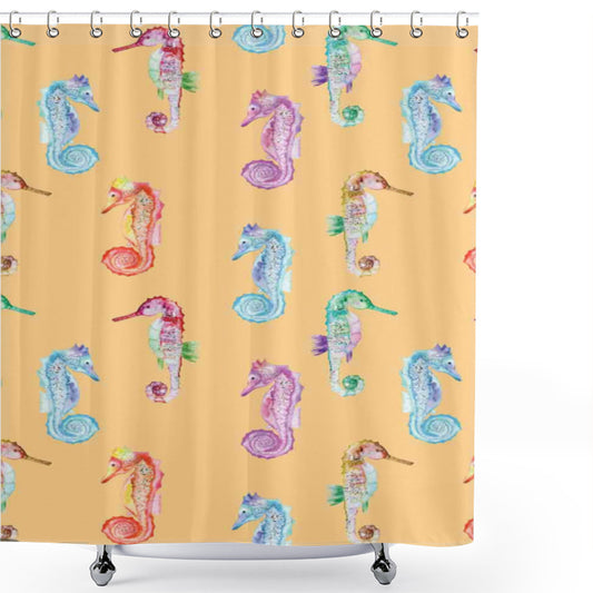 Colorful Animal Pop Art Style Hippocampus Shower Curtain