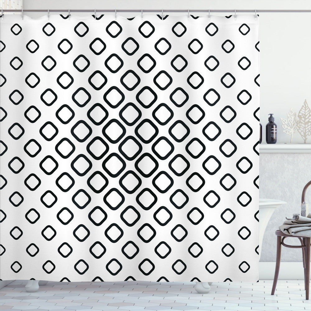 Abstract Black and White Fractal Shower Curtain Rounds