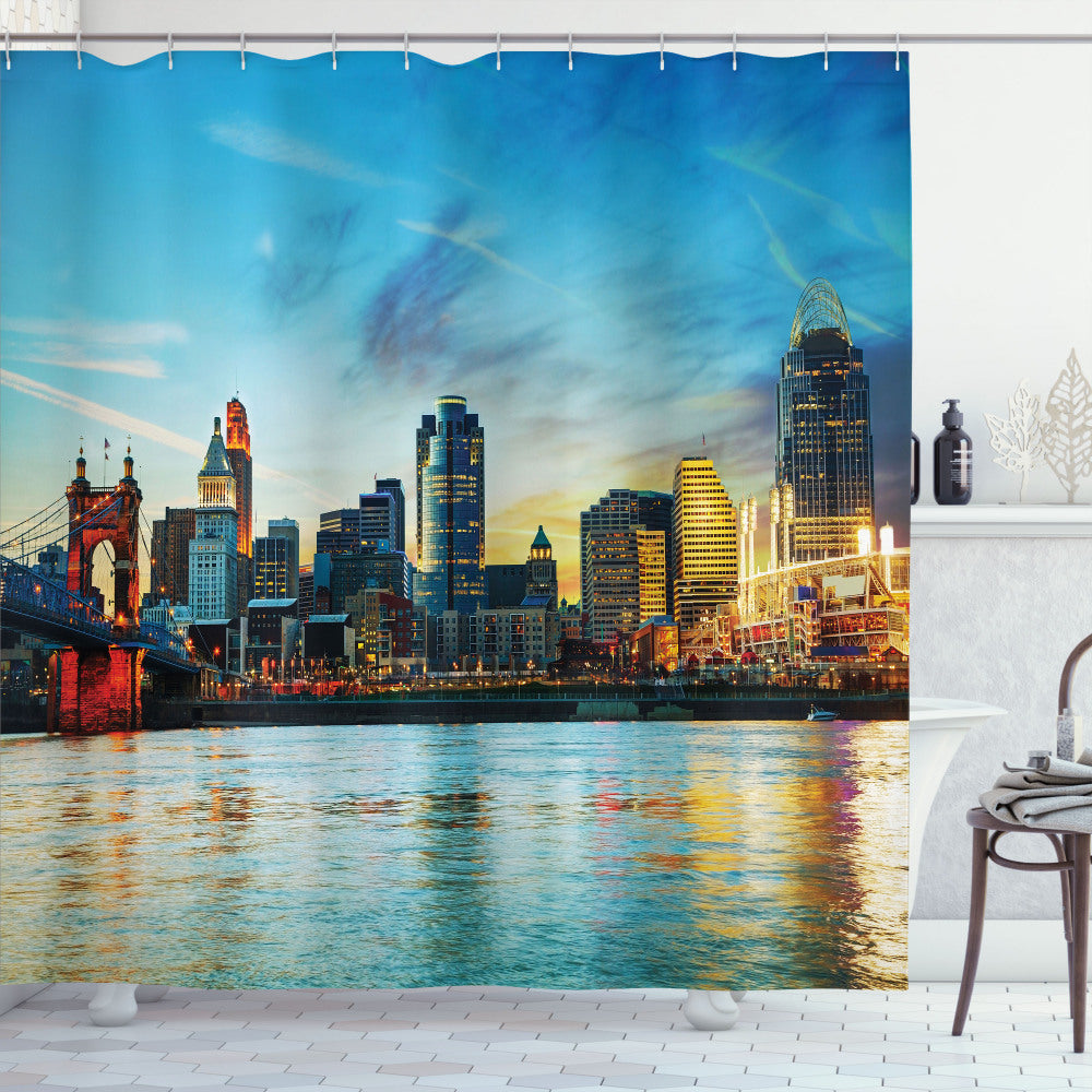 Cincinnati Multicolor Shower Curtain: An Overview of Early Morning Elegance