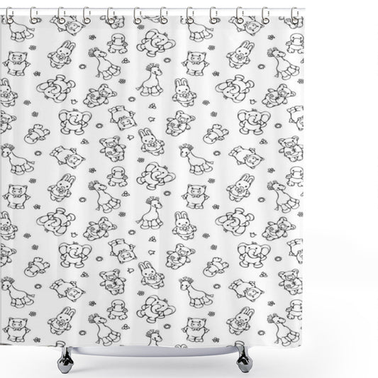 Black and White Doodle Animals Shower Curtain: A Playful Twist on Traditional Design