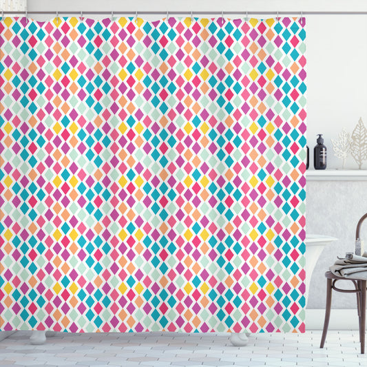 Abstract Geometric Rhombus Shapes in Multicolor - Shower Curtain