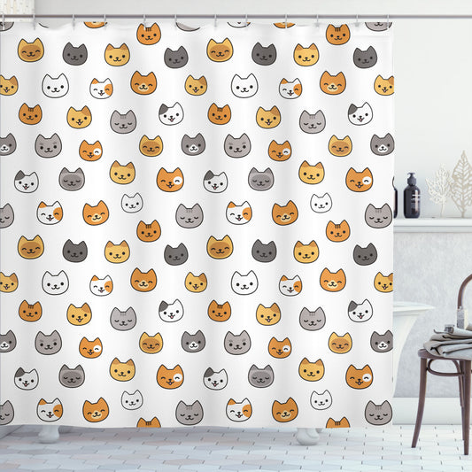 Cheerful Nursery Kittens: Pale Orange, Pale Brown, and Grey Shower Curtain