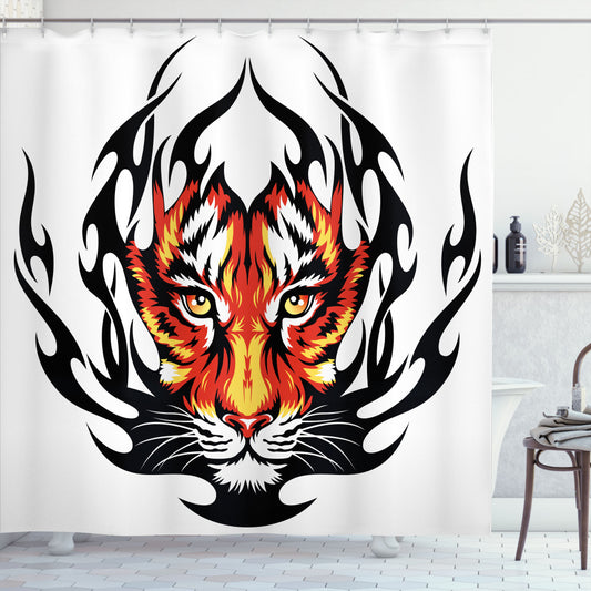 Tattoo-inspired Orange and Black Jungle Tigers Prince Shower Curtain