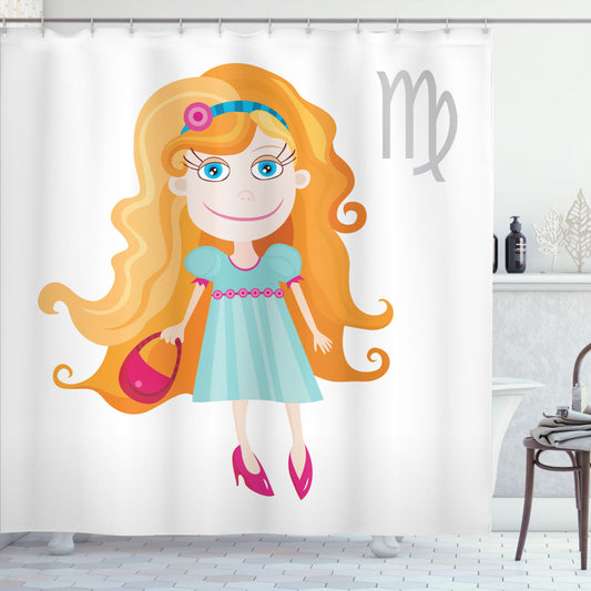 Cartoon Girl Zodiac Virgo Multicolor Shower Curtain