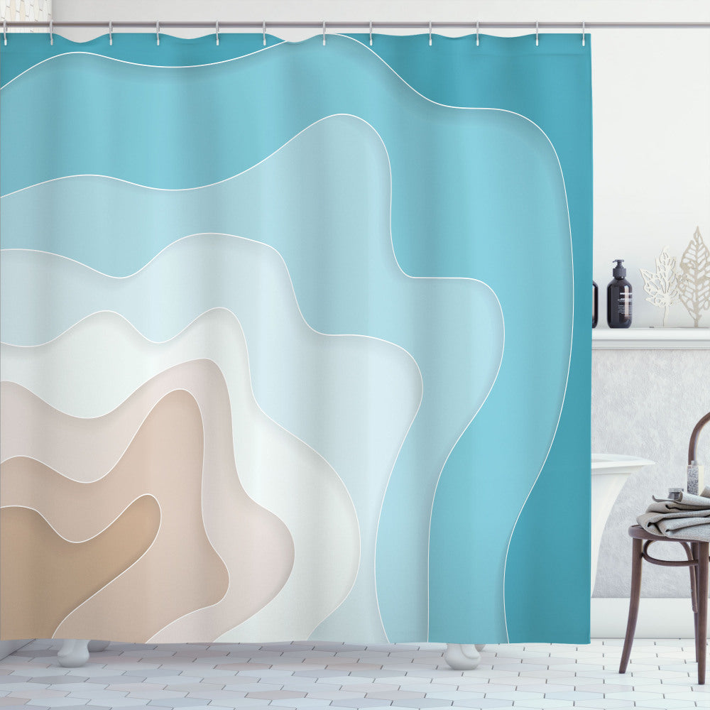 Wave-Inspired Abstract Sea Art Geode Design Multicolor Shower Curtain