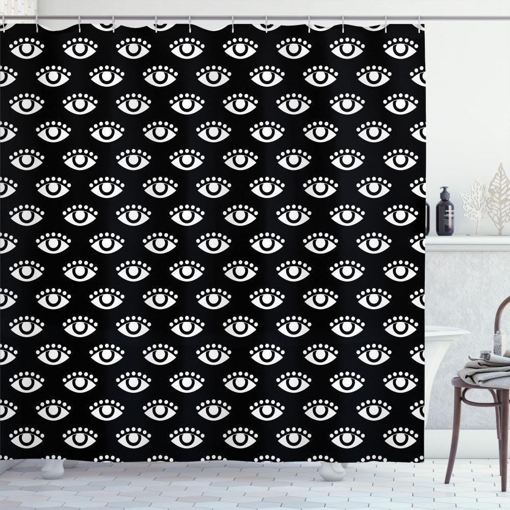 Black and White Ogee Eyeball Circles Shower Curtain