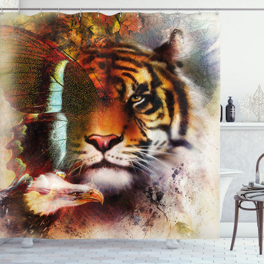 Wildlife-Inspired Tiger Multicolor Shower Curtain