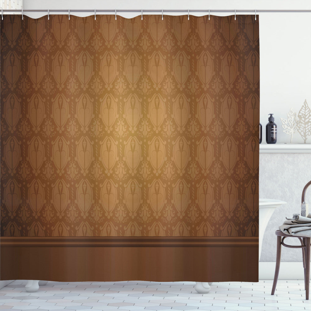 Vintage Damask Royal Aged Tan and Brown Shower Curtain