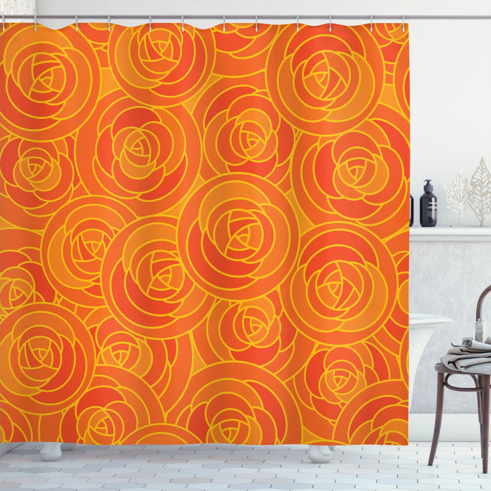 Vibrant Orange and Vermilion Roses: Autumn-Inspired Shower Curtain