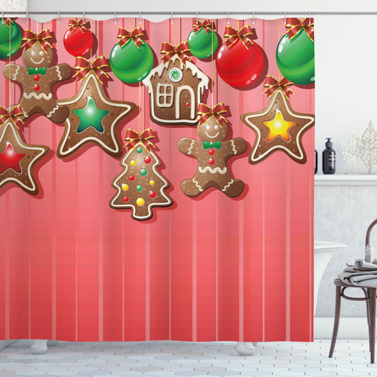 Symbolic Pastry's Multicolor Gingerbread Man Shower Curtain