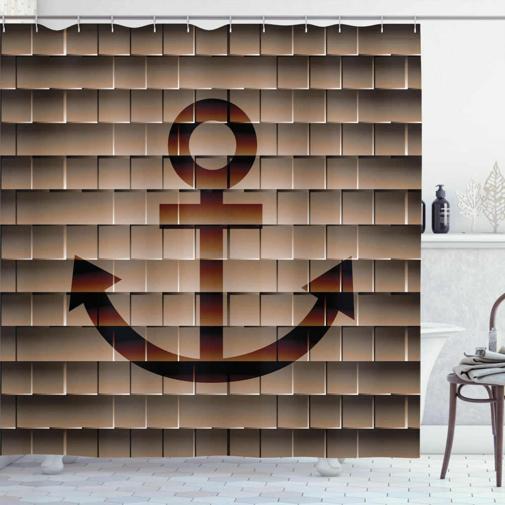 Anchor Brown Tortilla Marine Anchor Square Shower Curtain