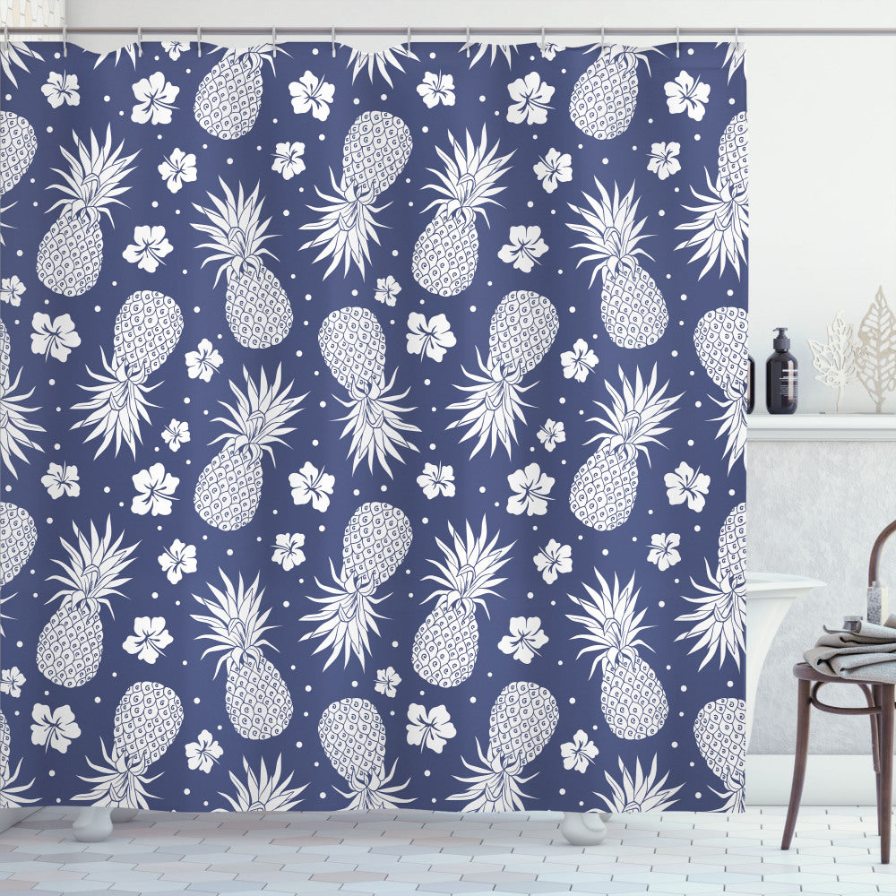 Vintage Pineapple Floral Shower Curtain - Featuring Fruits, Lavender, and White