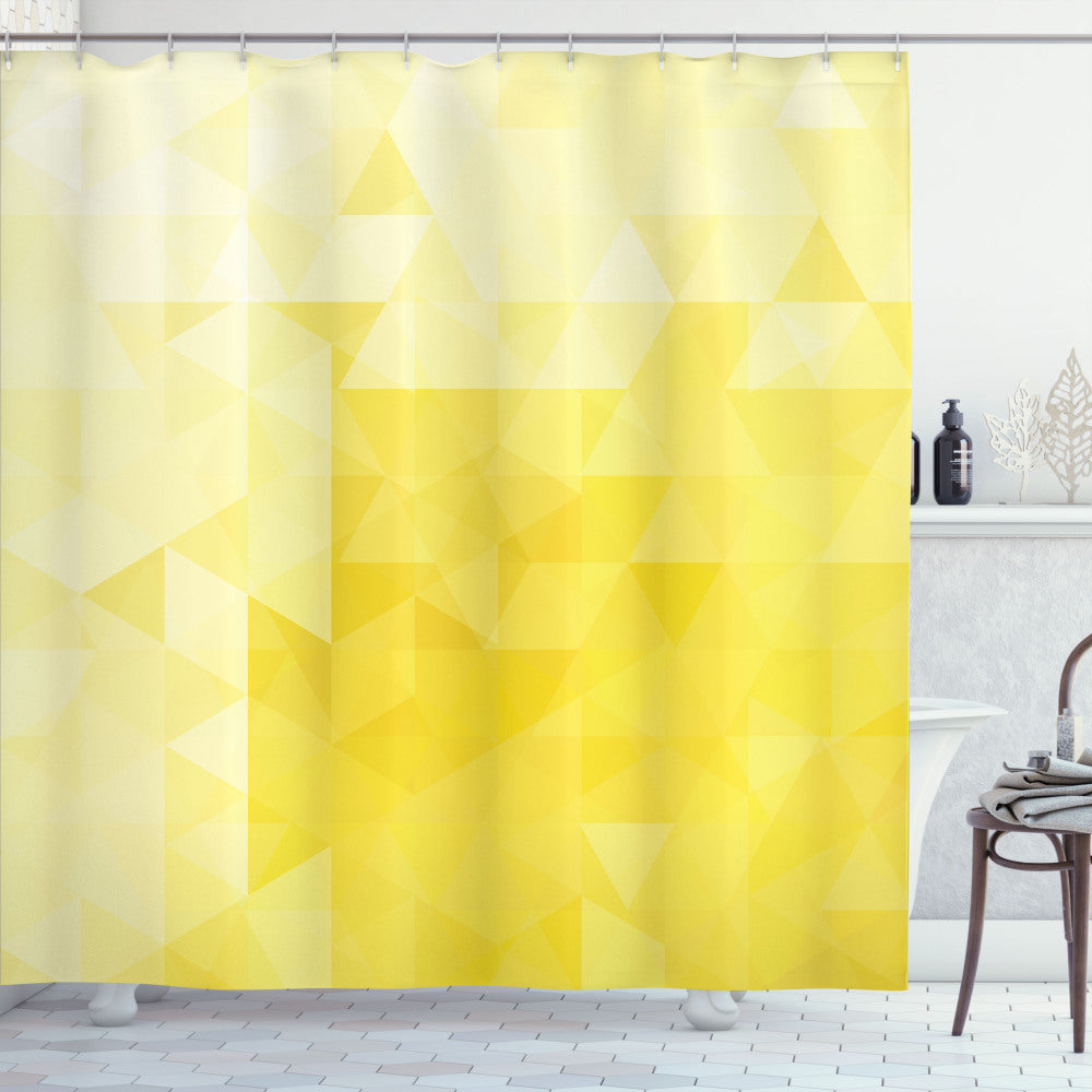 Yellow Retro Triangles Mosaic Shower Curtain