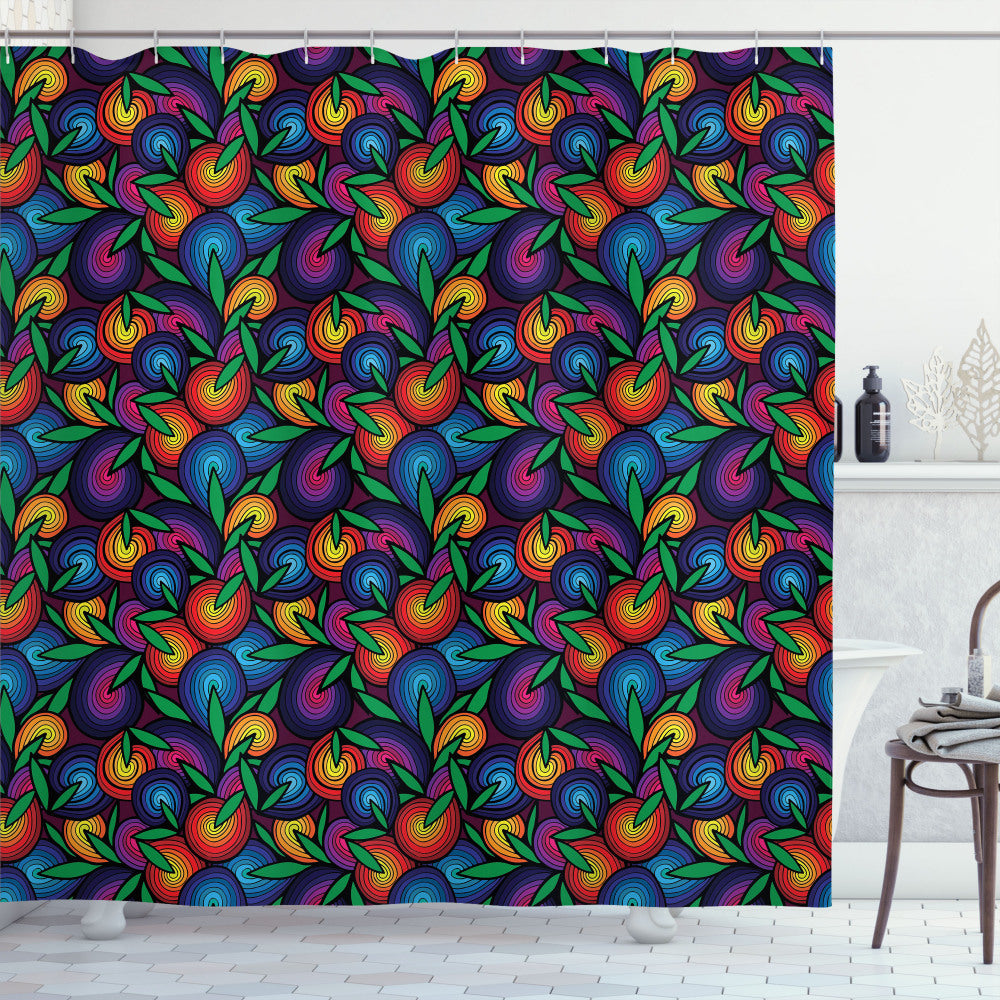 Abstract Multicolor Spiral Blossoms Shower Curtain