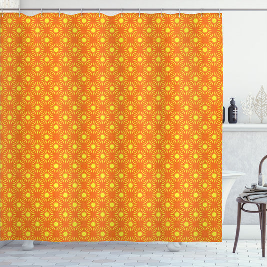 Aztec-Inspired Orange and Yellow Sun Shower Curtain Design